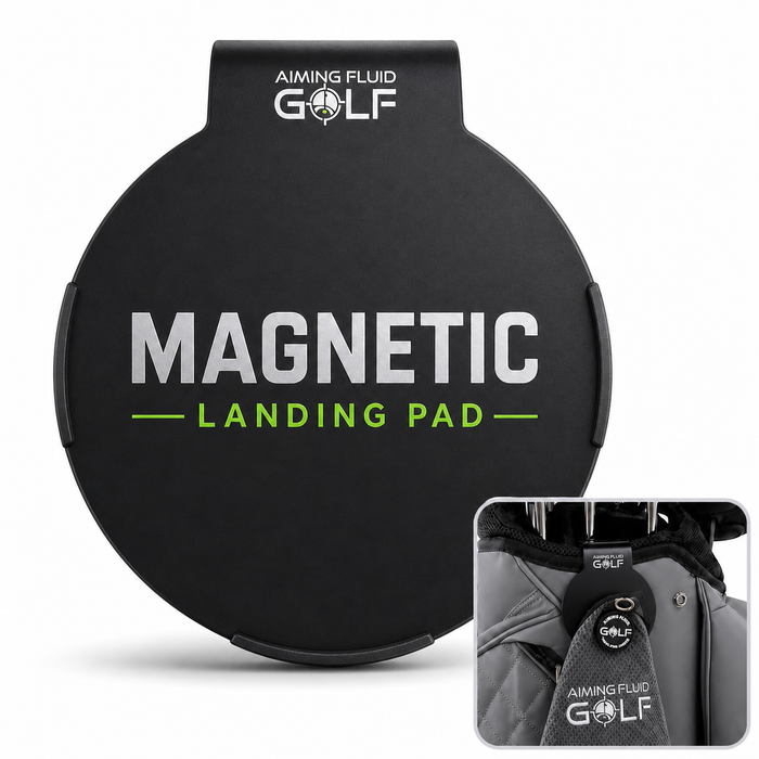 Aiming Fluid Golf Magnetic Landing Pad steel-core golf bag dock for magnetic golf towels.