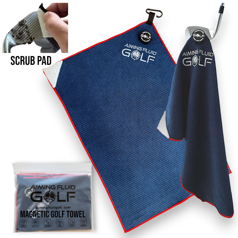 Multi-Function Magnetic Golf Towel with Wash Pocket, Magna-Anchor Technology, Waffle Pattern, Ball Scrubber – Perfect Golf Gift for Men & Women (16" x 24" Stubby)