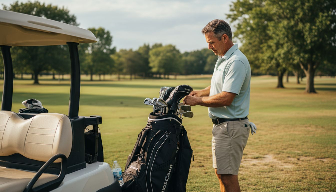 Golfer organizing bag for efficient round