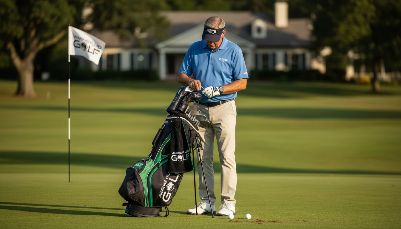 Golfer using premium gear on golf course
