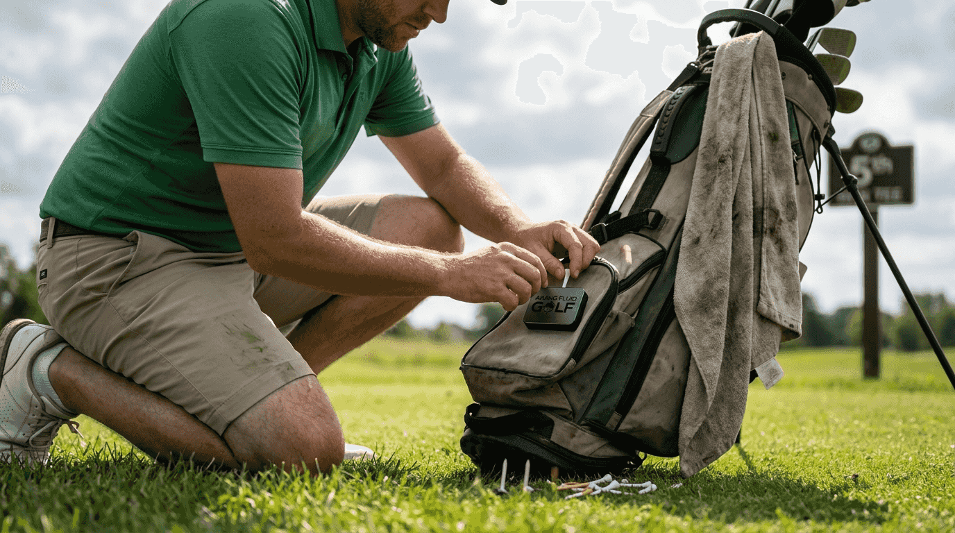 Golfer organizes tees with magnetic tee holder