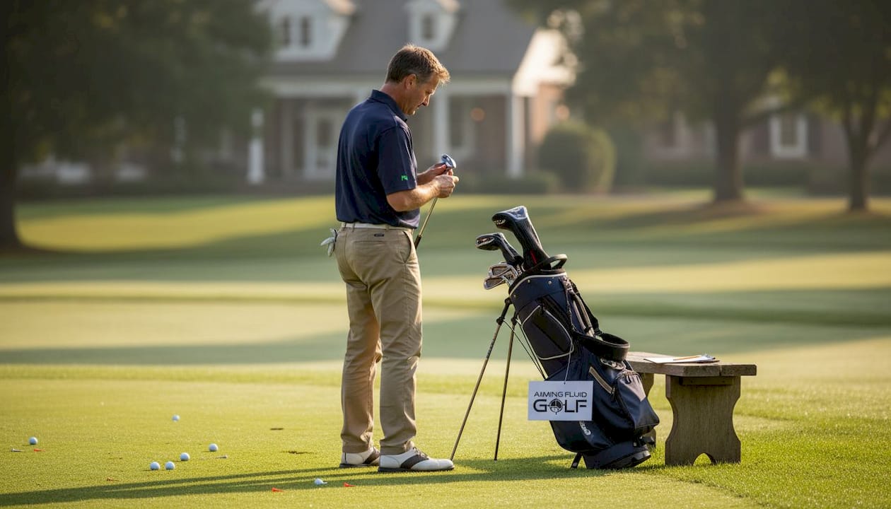 Golfer evaluating trusted golf brands outdoors