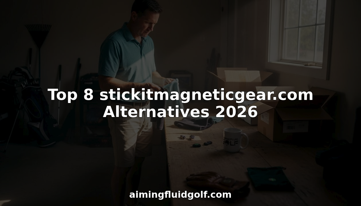 Golfer in garage comparing magnetic golf gear