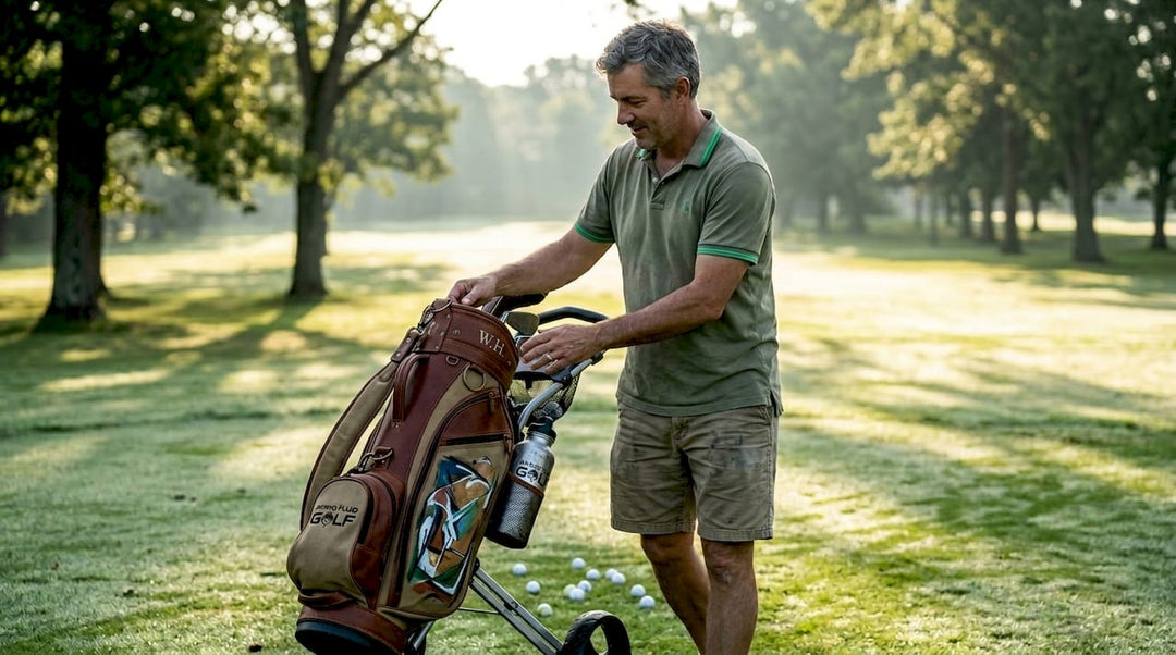 Golfer with embroidered premium golf bag