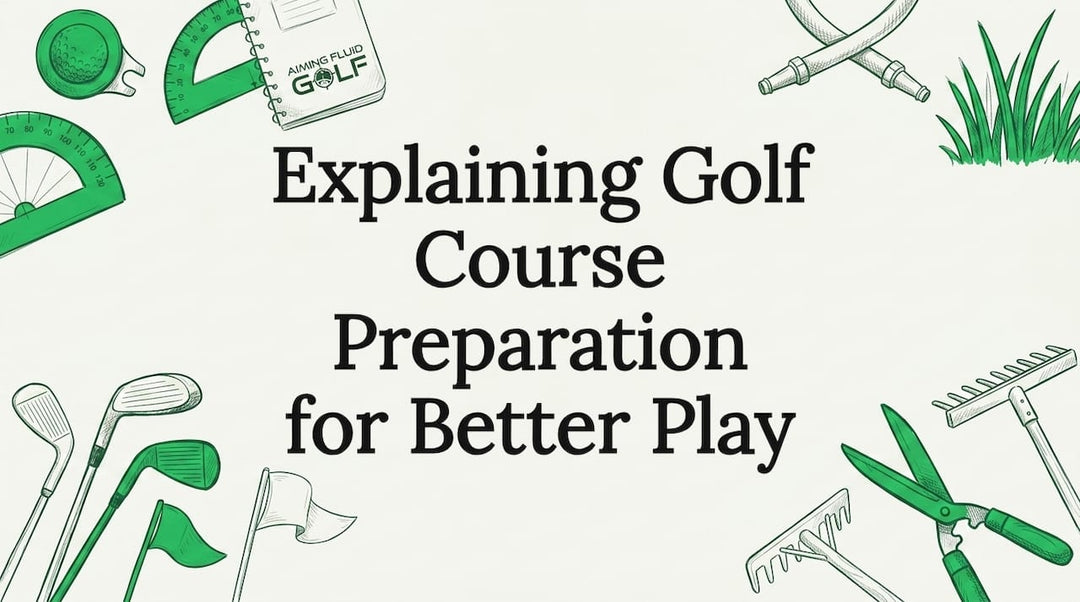 Golf-themed title card with hand-drawn tools