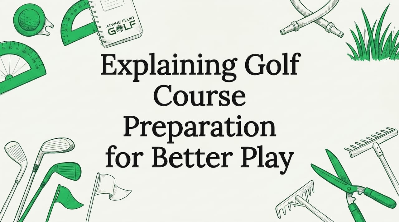 Golf-themed title card with hand-drawn tools