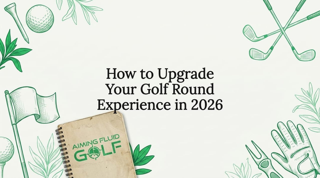 Decorative title card illustration with golf-themed sketches
