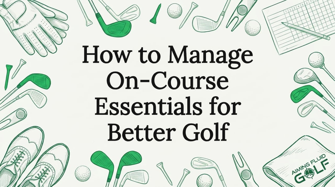 Decorative golf essentials title card illustration