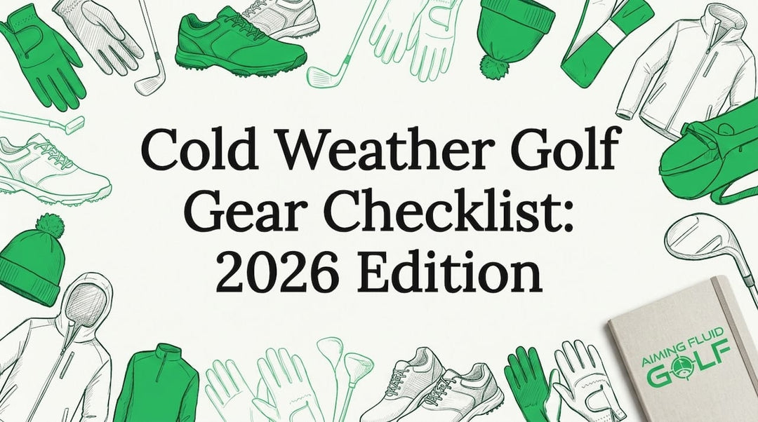 Decorative cold golf gear title card illustration