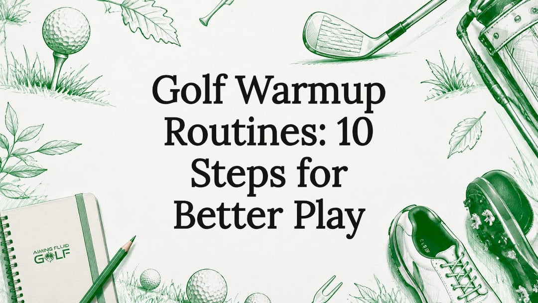 Decorative golf warmup title card illustration