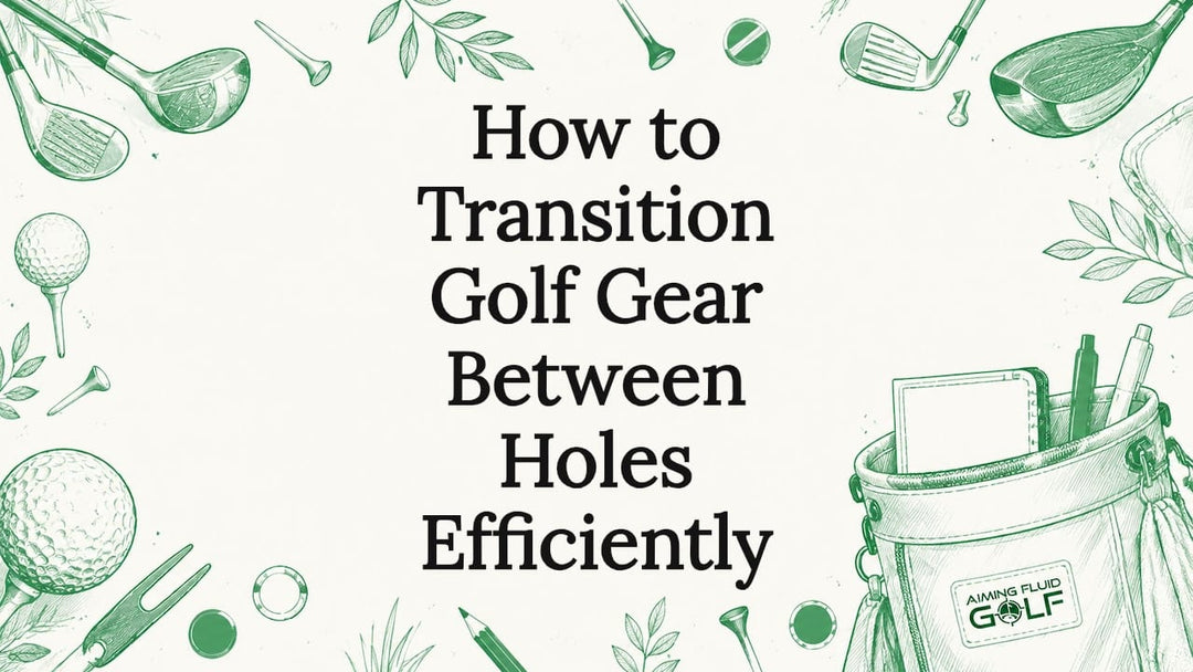 Decorative title card illustration with golf gear