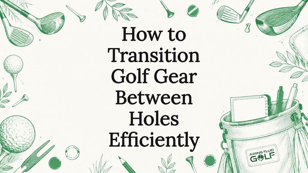 Decorative title card illustration with golf gear