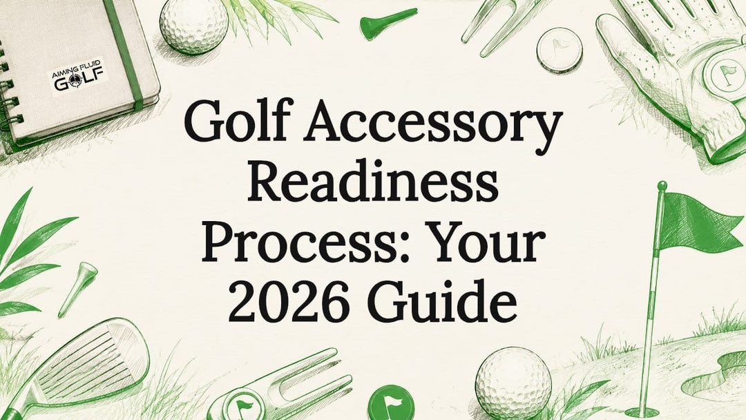 Decorative golf accessory title card illustration