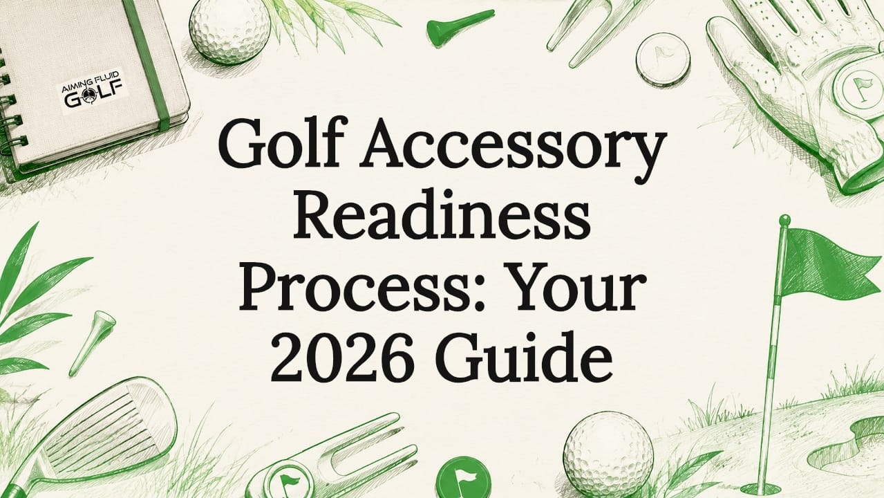 Decorative golf accessory title card illustration