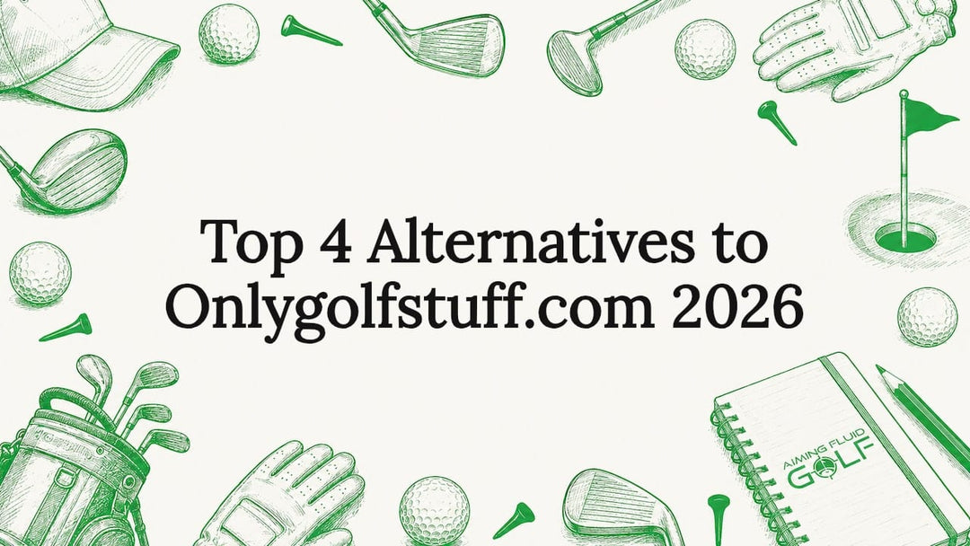 Decorative golf-themed title card with golf gear illustrations surrounding text