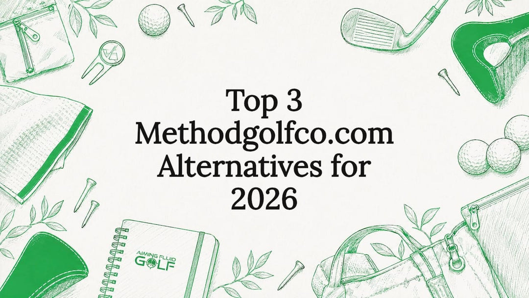 Decorative title card with golf gear illustrations surrounding text area