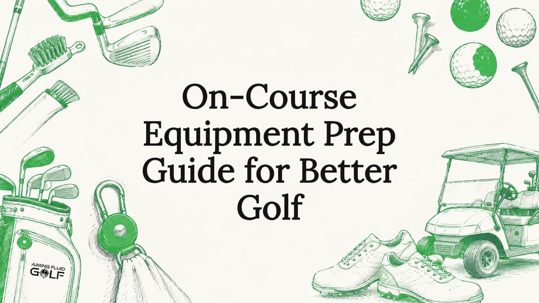 Decorative illustration framing golf equipment title