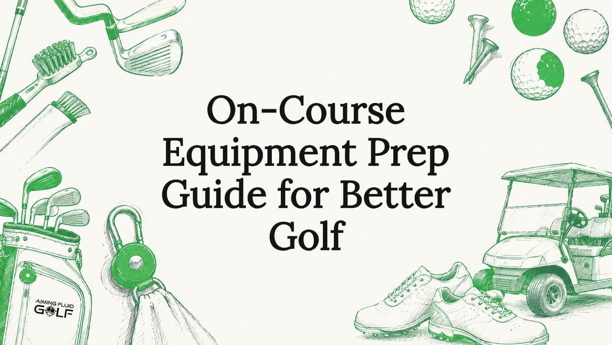 Decorative illustration framing golf equipment title