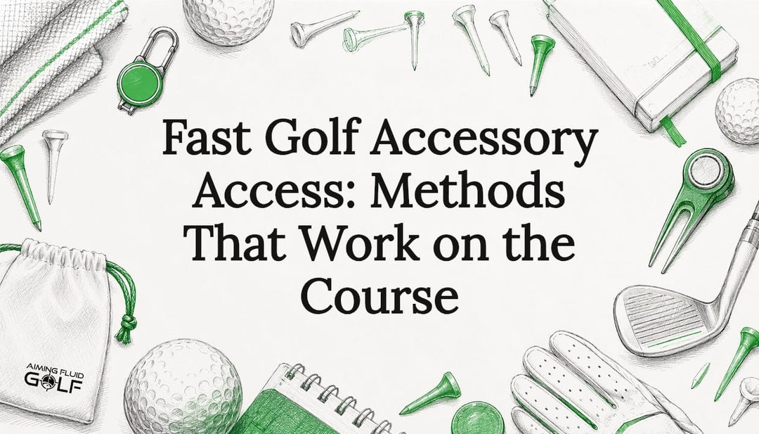 Decorative title card with golf accessory illustrations