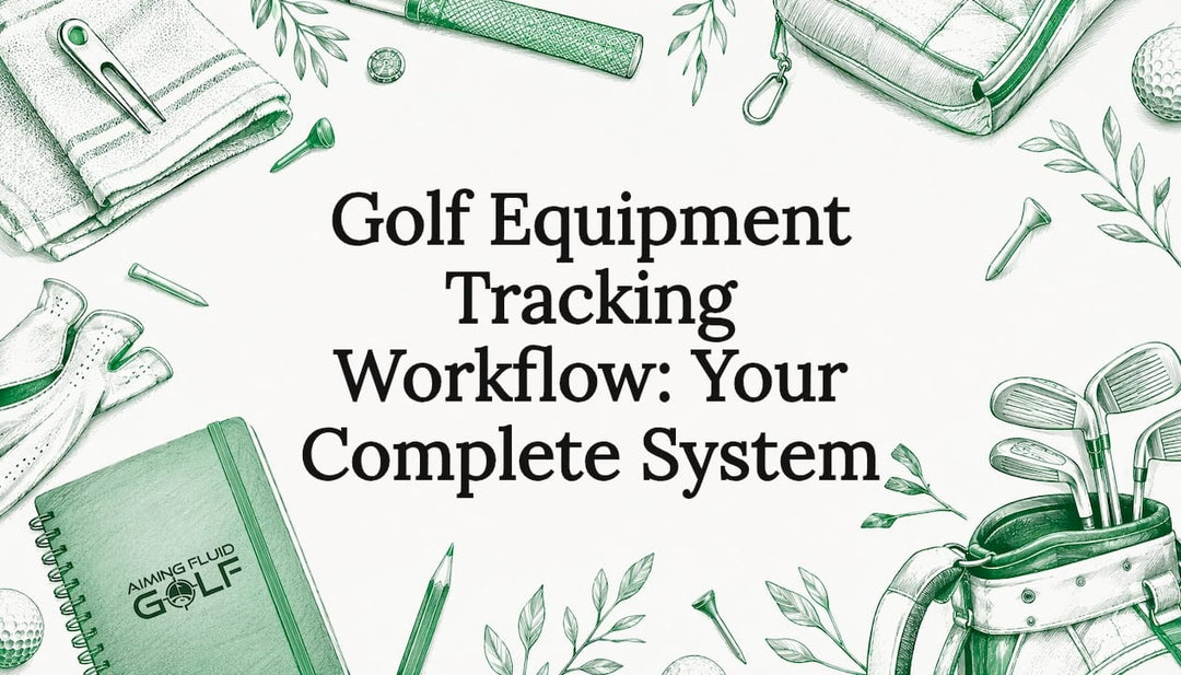 Decorative title card with golf equipment illustrations