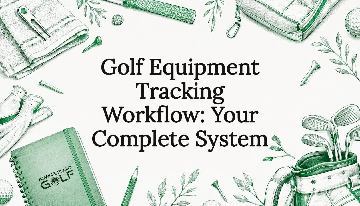 Decorative title card with golf equipment illustrations