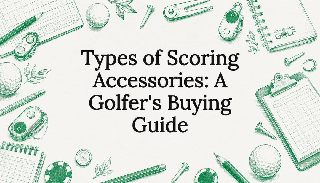 Decorative golf scoring accessories title card illustration
