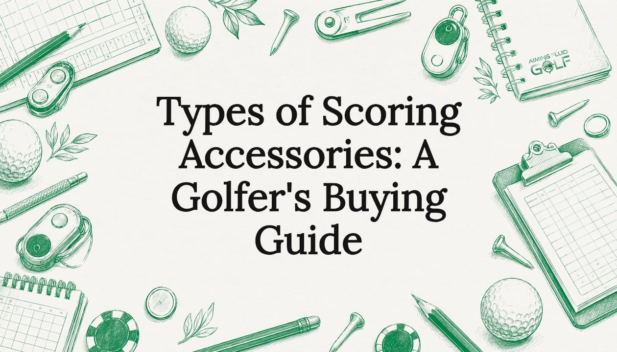 Decorative golf scoring accessories title card illustration
