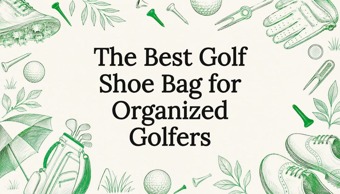 Decorative illustration with golf accessories for blog title card
