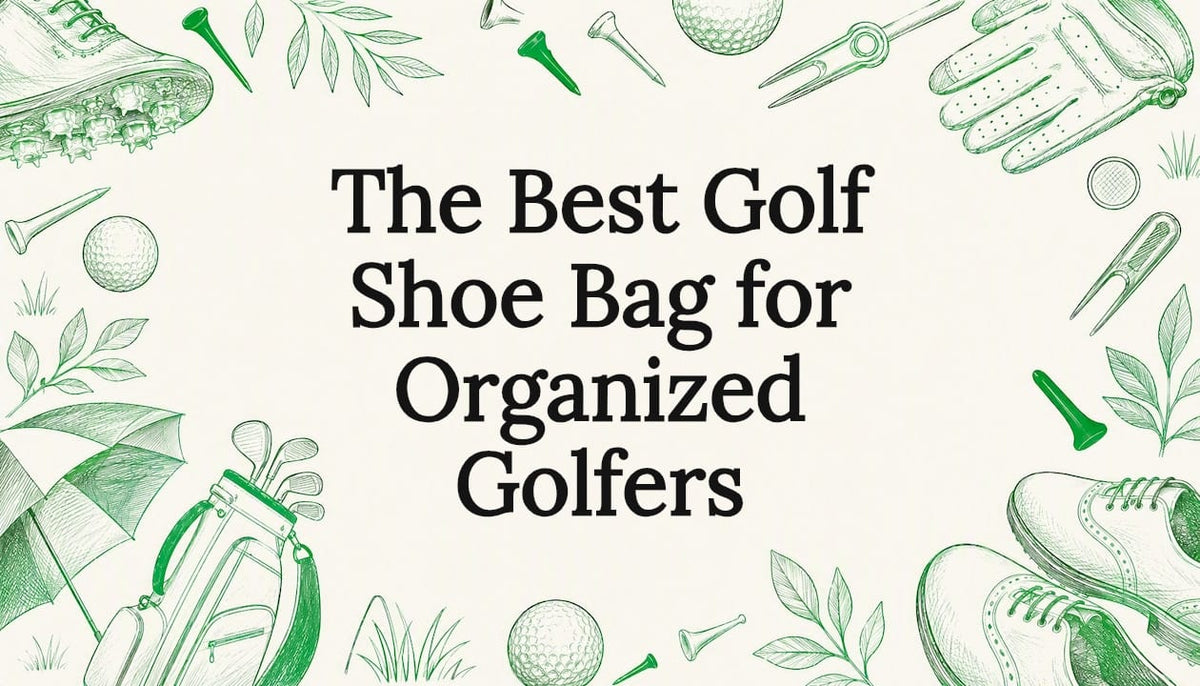 Decorative illustration with golf accessories for blog title card