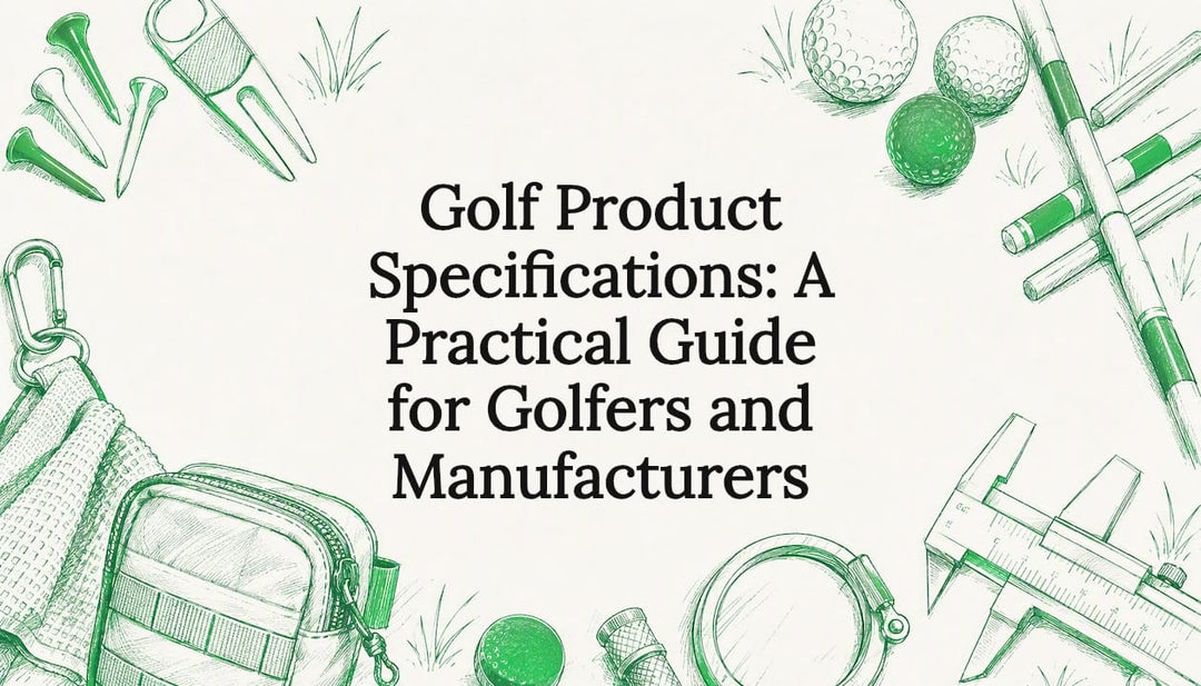 Decorative golf product specification title card illustration