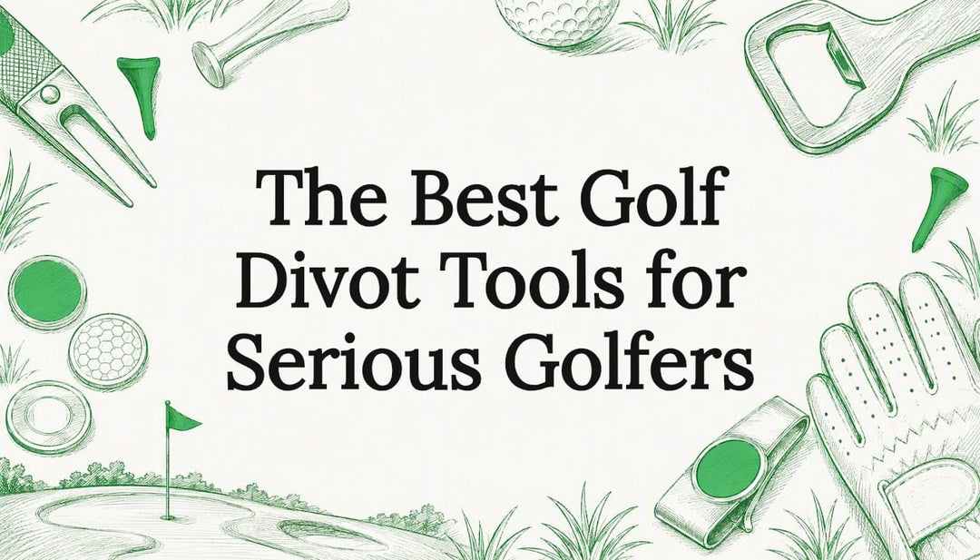 Decorative title card illustration for golf divot tools