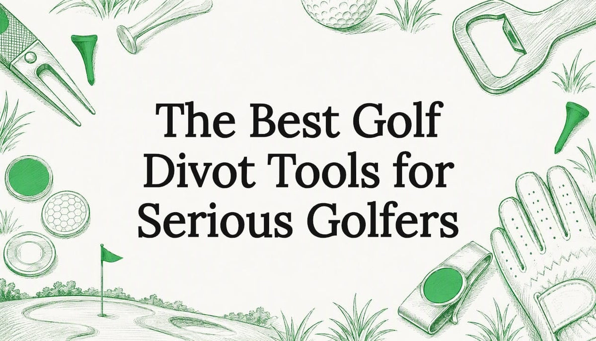 Decorative title card illustration for golf divot tools