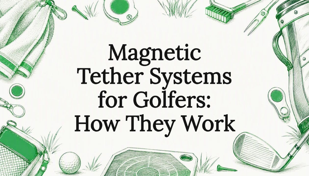 Decorative title card illustration with golf accessories