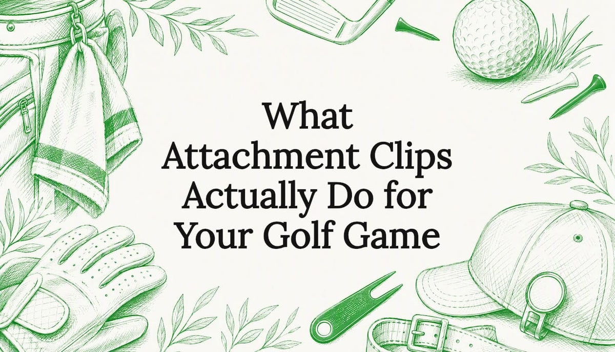 Decorative title card illustration with golf accessories