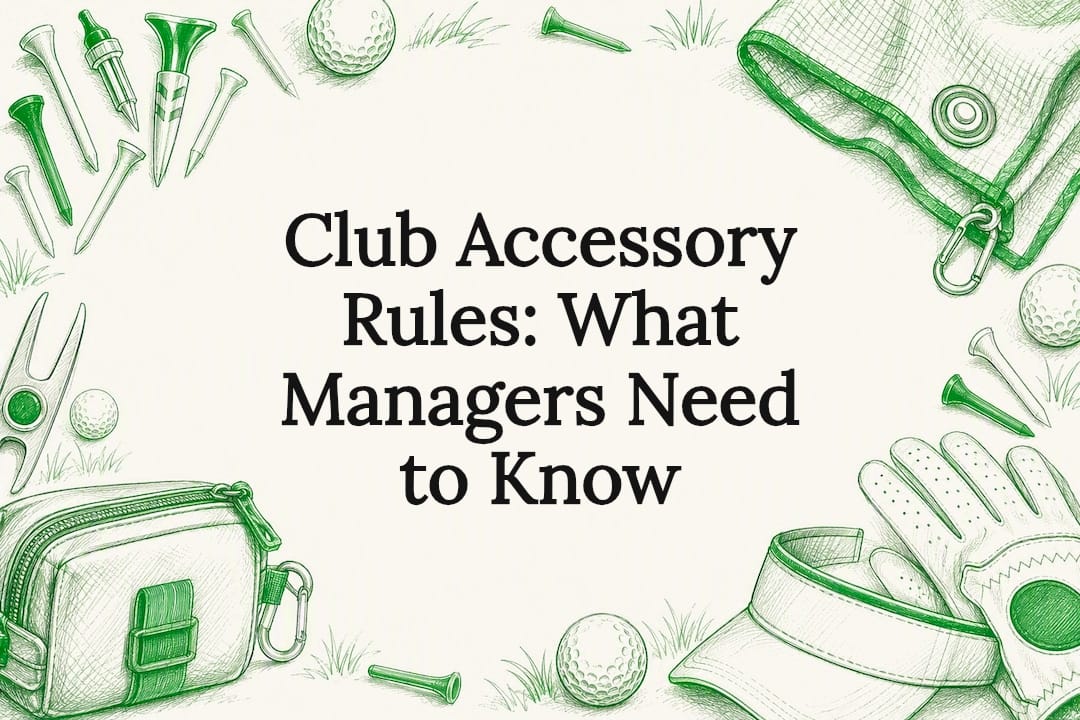 Decorative golf accessory-themed title card illustration