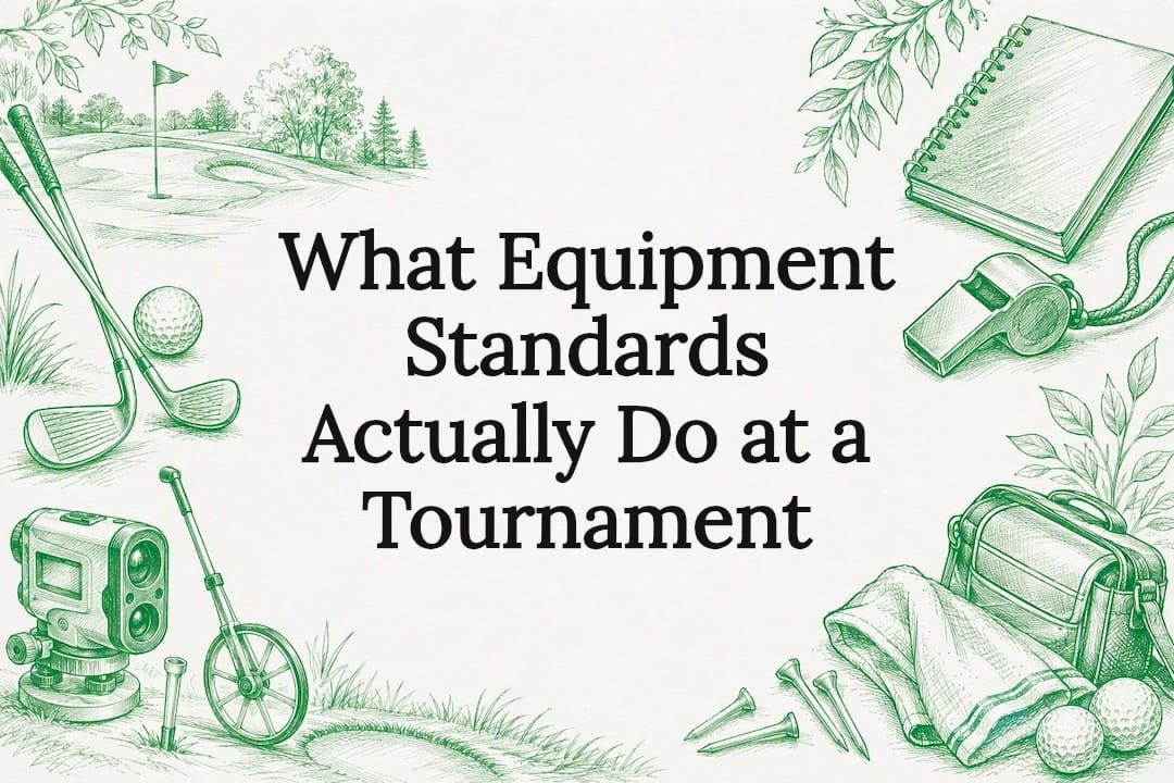 Decorative title card illustration representing golf equipment standards