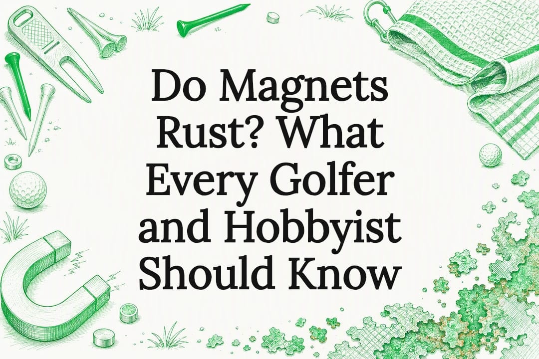 Decorative title card illustration for magnets and golf