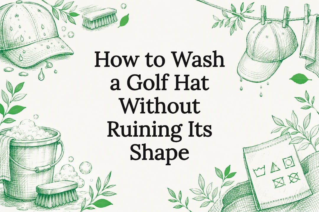 Decorative title card illustration for washing golf hats
