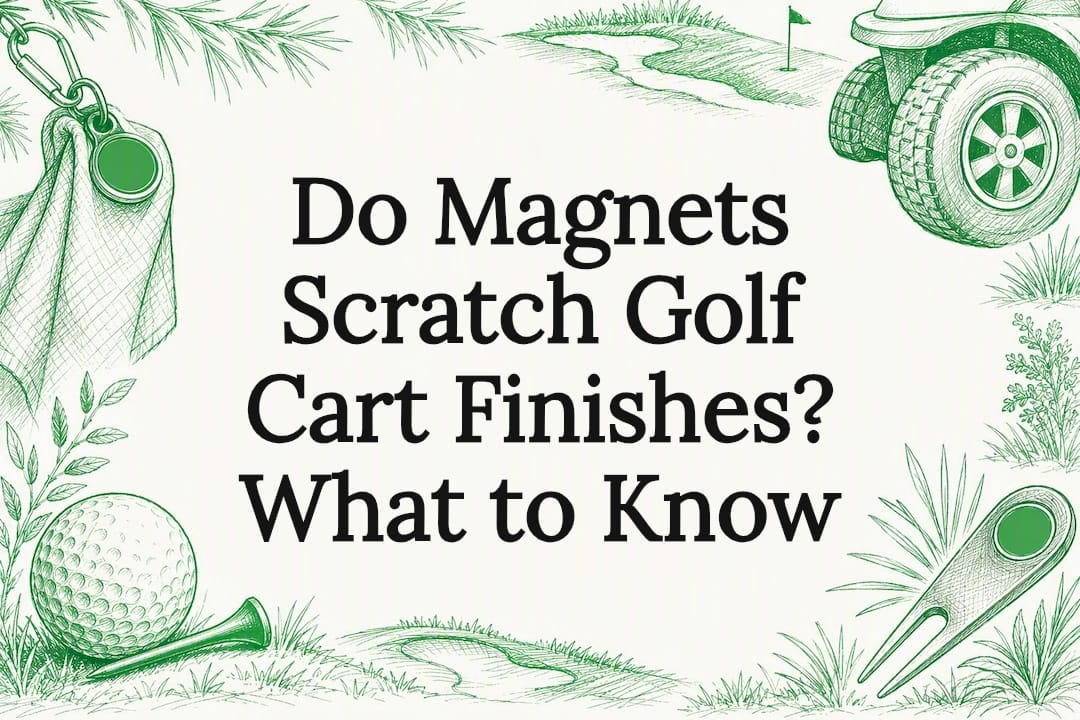 Decorative title card with golf accessories illustration