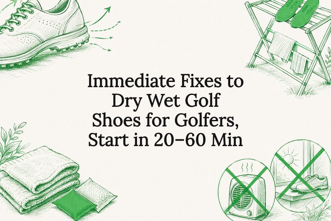 Decorative wet golf shoe drying title card