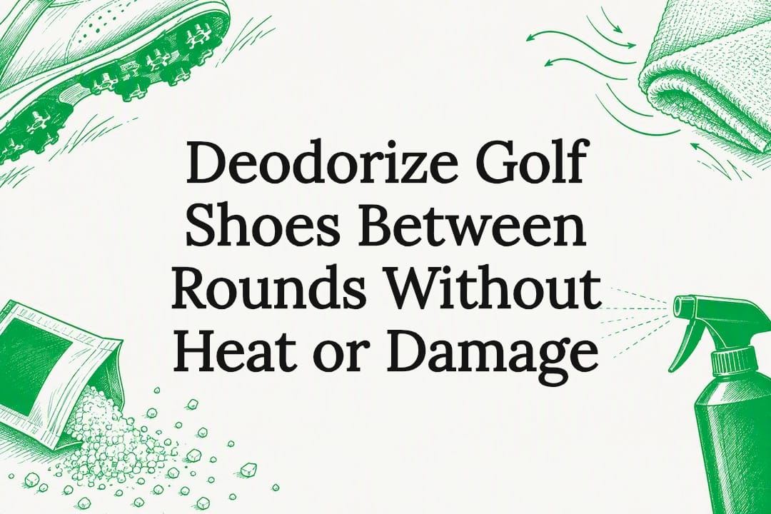 Hand-drawn golf shoe deodorizing title card
