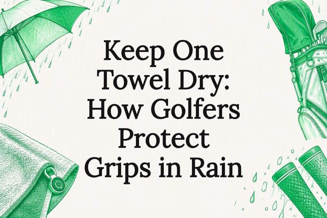 Decorative rainy golf towel title card