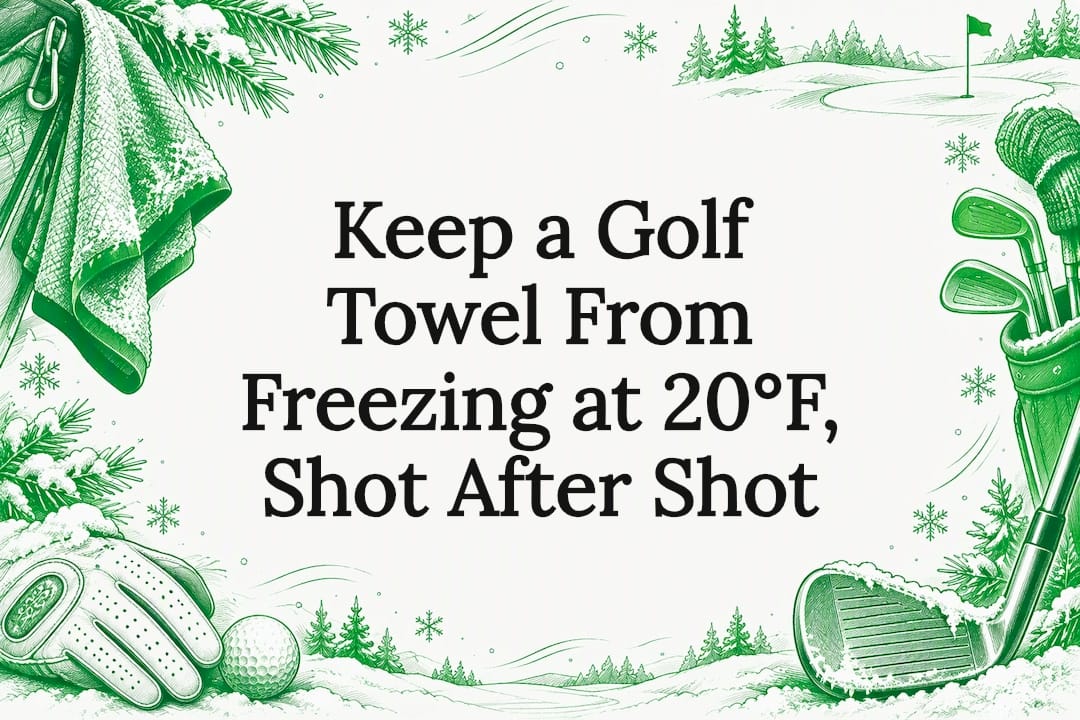 Winter golf towel title card illustration