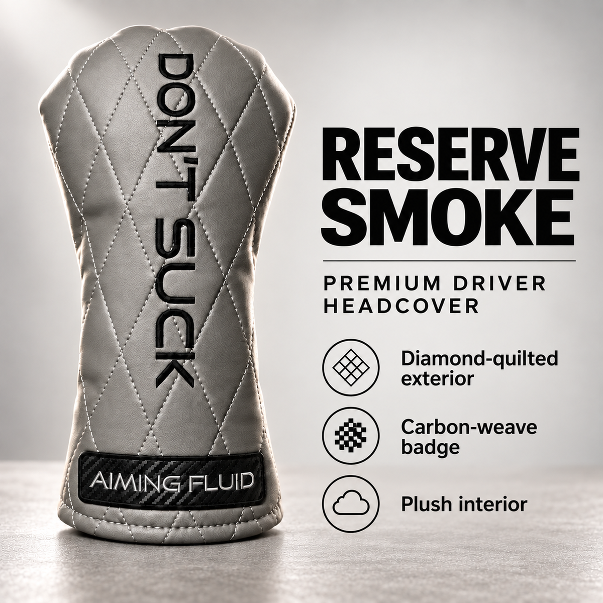 DON'T SUCK™ Reserve — Smoke Driver Headcover (Gunmetal, 460cc)