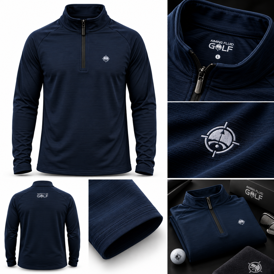 Aiming Fluid Golf Navy Performance Quarter-Zip Pullover – Size Large