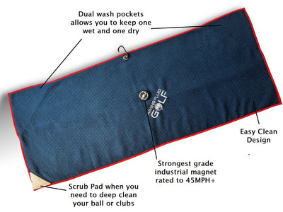Magnetic Golf Towel Large (40) WITH SCRUB PAD
