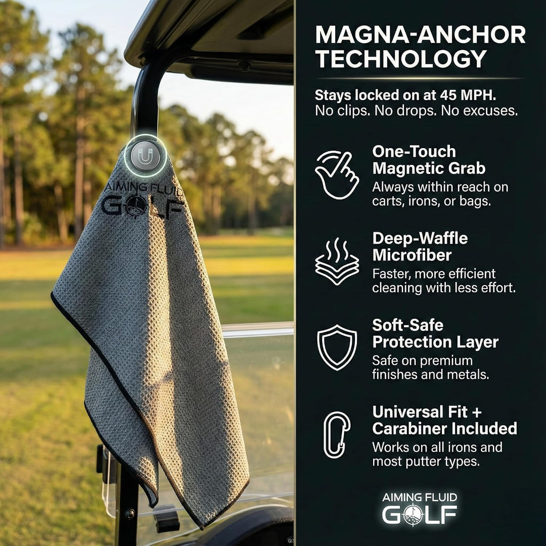 Aiming Fluid Golf Grey Magnetic Towel 4-Pack – 2 Stubby + 2 The 40 Towels