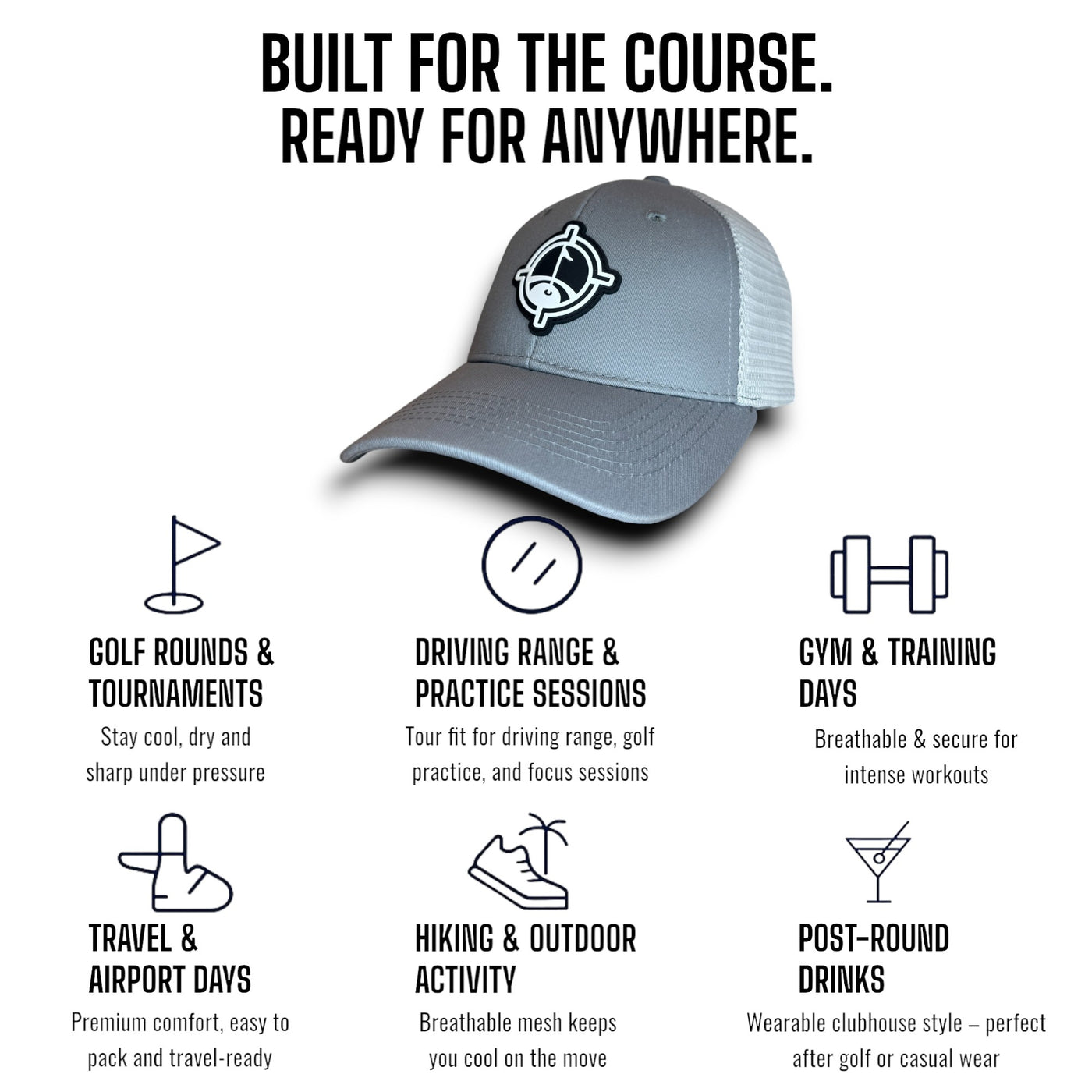 Premium Golf Gym Boat Hiking Tennis Bike Hat TourDry Sweat System Odor-Resistant Sweatband Moisture-Wicking Liner One Size