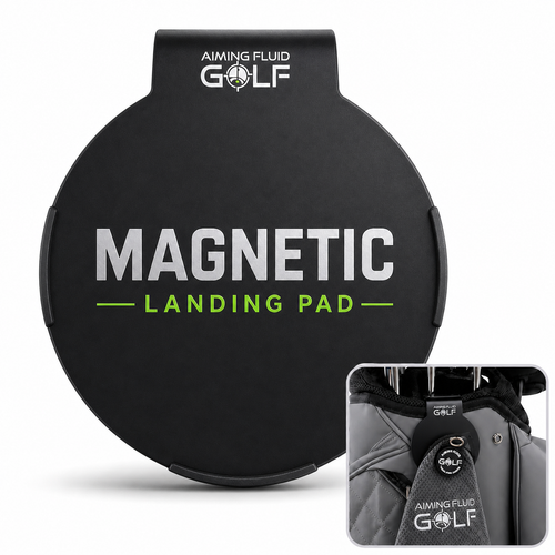 Aiming Fluid Golf Magnetic Landing Pad steel-core golf bag dock for magnetic golf towels.