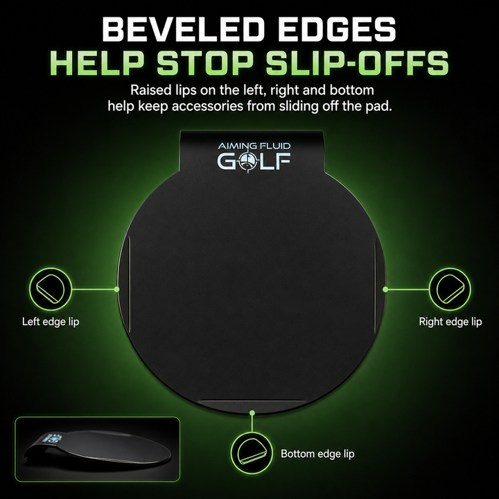 Aiming Fluid Golf Landing Pad steel-core accessory for magnetic golf towel systems.